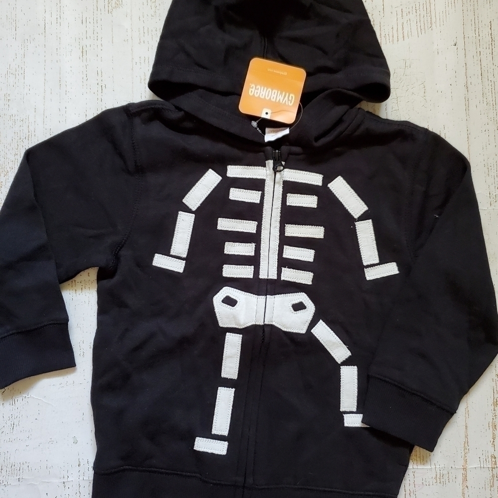 Gymboree Halloween Skeleton Zip Up Hoodie 5T NWT - Picture 3 of 4